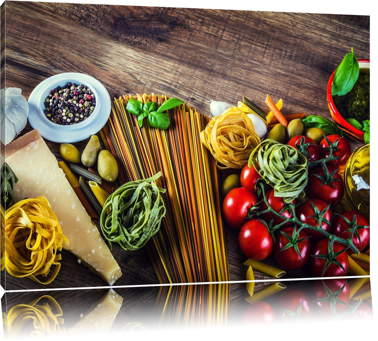 Pixxprint Pasta Italia mit Tomaten, Leinwandbild