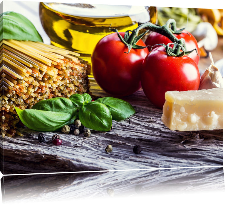 Pixxprint Spaghetti Tomaten Parmesan, Leinwandbild