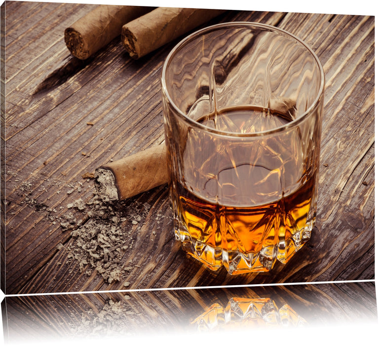 Pixxprint Whiskey und Zigarren, Leinwandbild