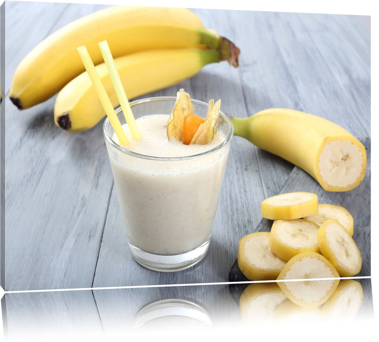 Pixxprint Verführerischer Bananenshake, Leinwandbild