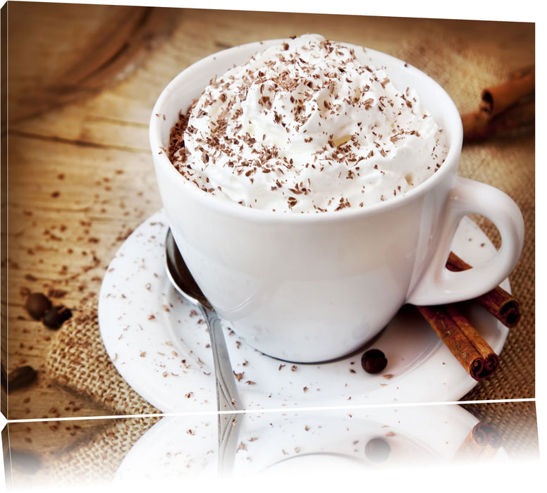 Pixxprint Frischer Kaffee mit Schokostreusel, Leinwandbild