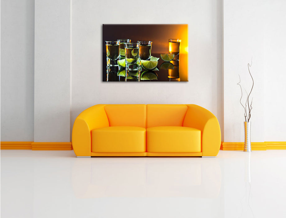 Tequila mit Limetten Leinwandbild über Sofa