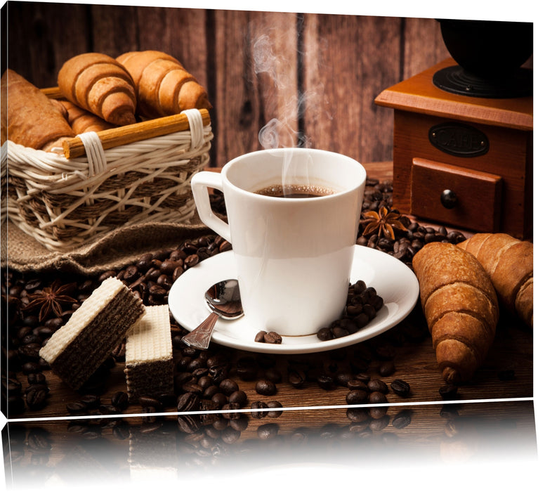 Pixxprint heißer aufgebrühter Kaffee, Leinwandbild