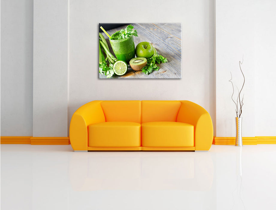 BIO Smoothie Apfel Limette Kiwi Leinwandbild über Sofa