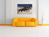 Drei wilde Westernpferde Leinwandbild über Sofa