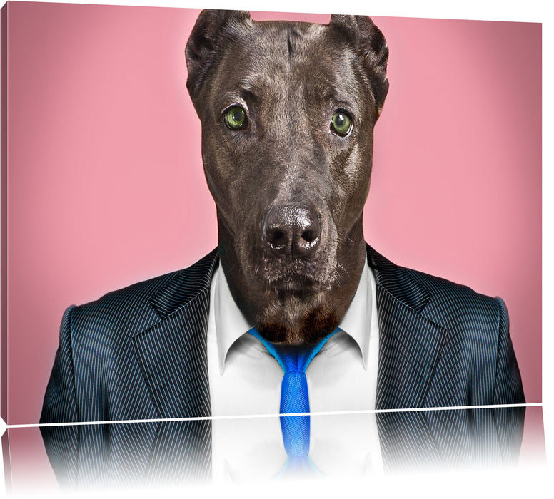Manager Hund mit Anzug Leinwandbild