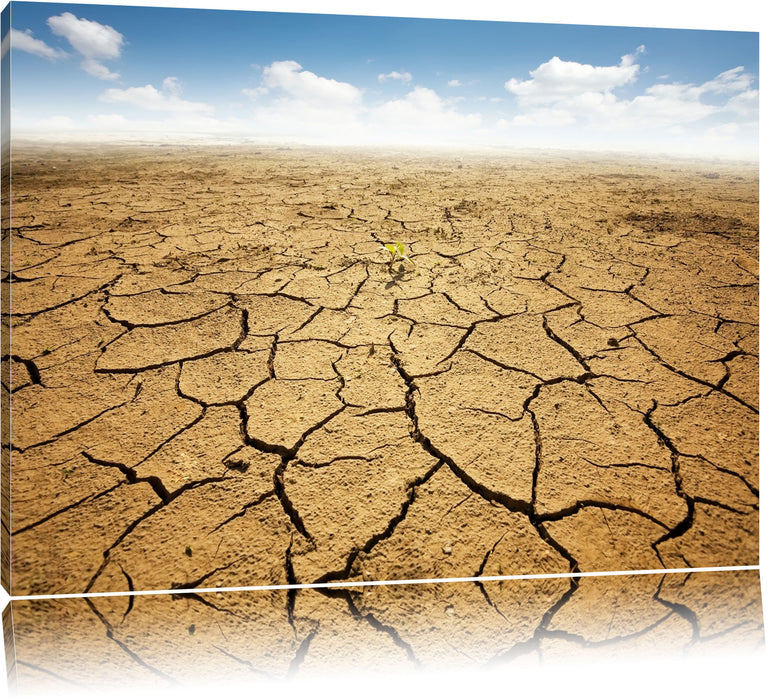 Pixxprint Rissiger Wüstenboden, Leinwandbild