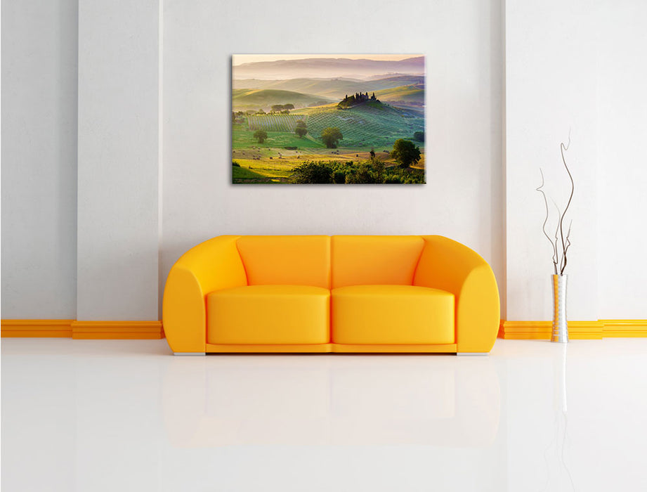 Toskana Landschaft Leinwandbild über Sofa
