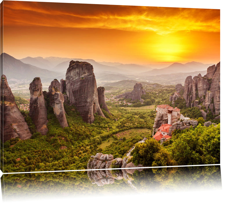 Pixxprint Häuser auf Felsen, Leinwandbild