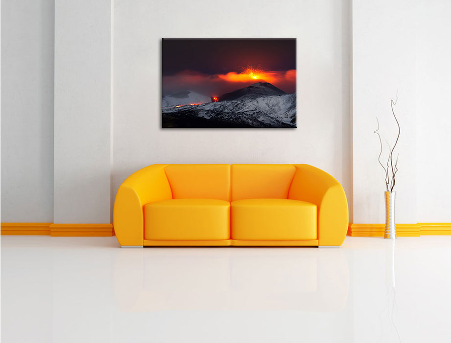 Gefährlicher Vulkanausbruch Leinwandbild über Sofa