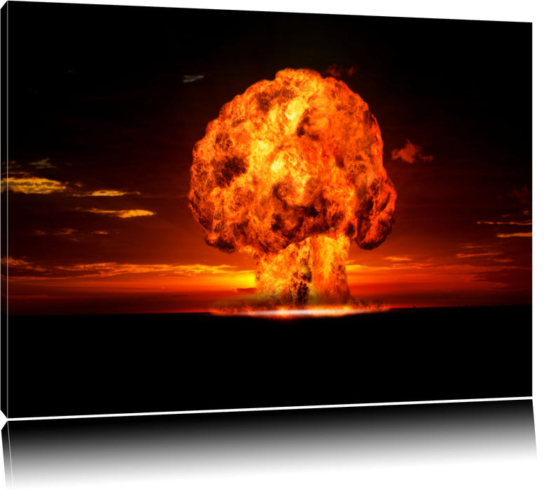 Pixxprint Gefährlicher Atomfeuerpilz, Leinwandbild