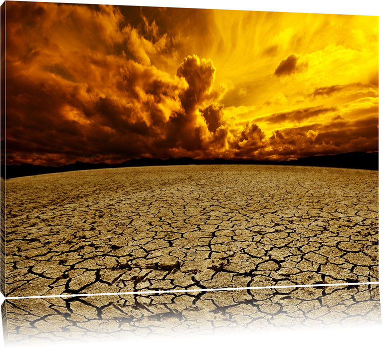 Pixxprint Ausgetrocknete Wüstenlandschaft, Leinwandbild