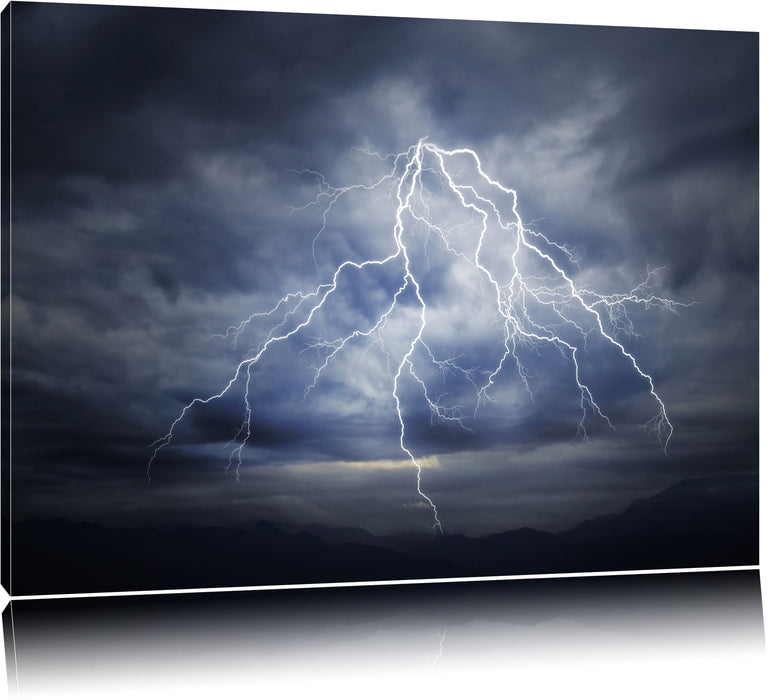 Pixxprint Blitze am stürmischen Himmel, Leinwandbild