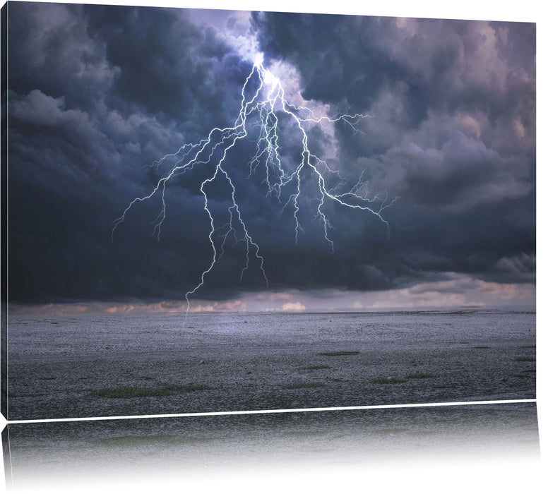 Pixxprint Gewitter über Meer, Leinwandbild