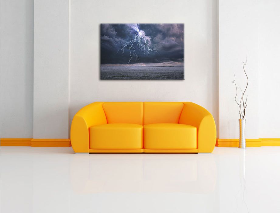 Gewitter über Meer Leinwandbild über Sofa