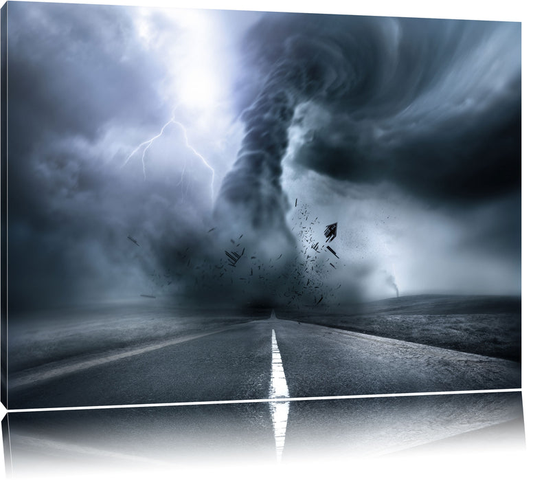 Pixxprint Wirbelsturm an Highway, Leinwandbild