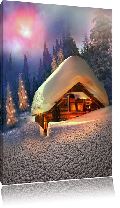Hütte in Schneelandschaft Leinwandbild