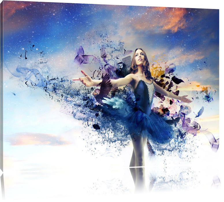 Pixxprint Ballerina im Kleid, Leinwandbild