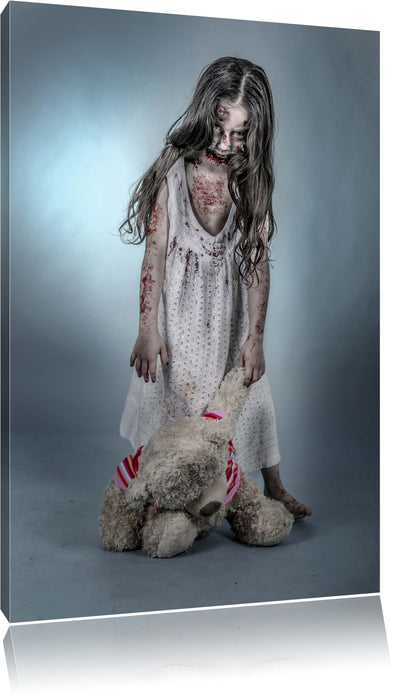Pixxprint Mädchen mit Teddy, Leinwandbild