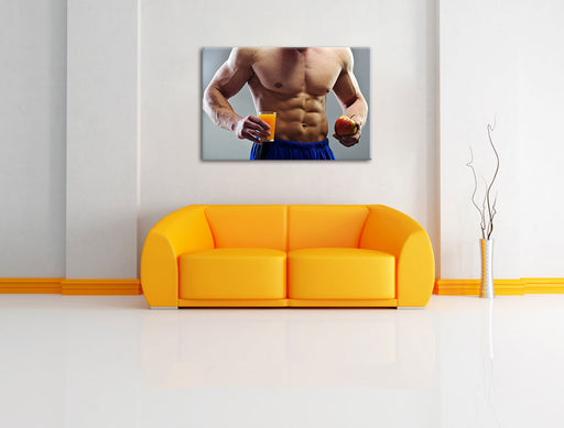 Trainierter Oberkörper Bodybuilder Leinwandbild über Sofa