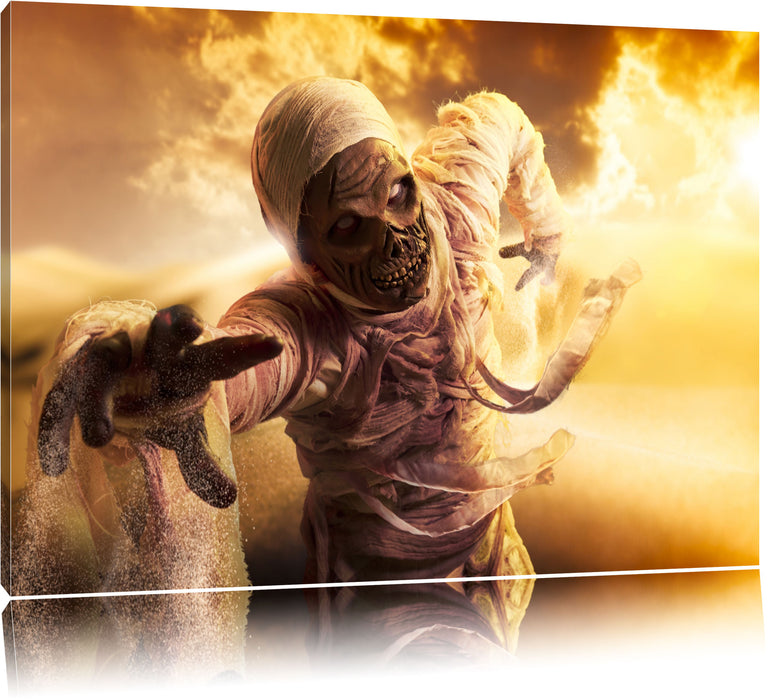 Pixxprint Mumie greift an, Leinwandbild