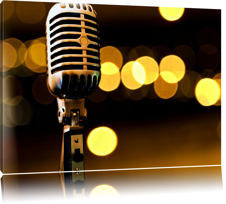 Pixxprint Altes Retro Mikrofon, Leinwandbild
