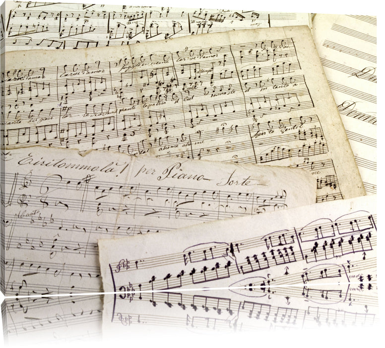 Pixxprint Stilvolle alte Notenbläter, Leinwandbild
