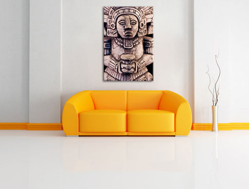 kleine Maya Skulptur Leinwandbild über Sofa