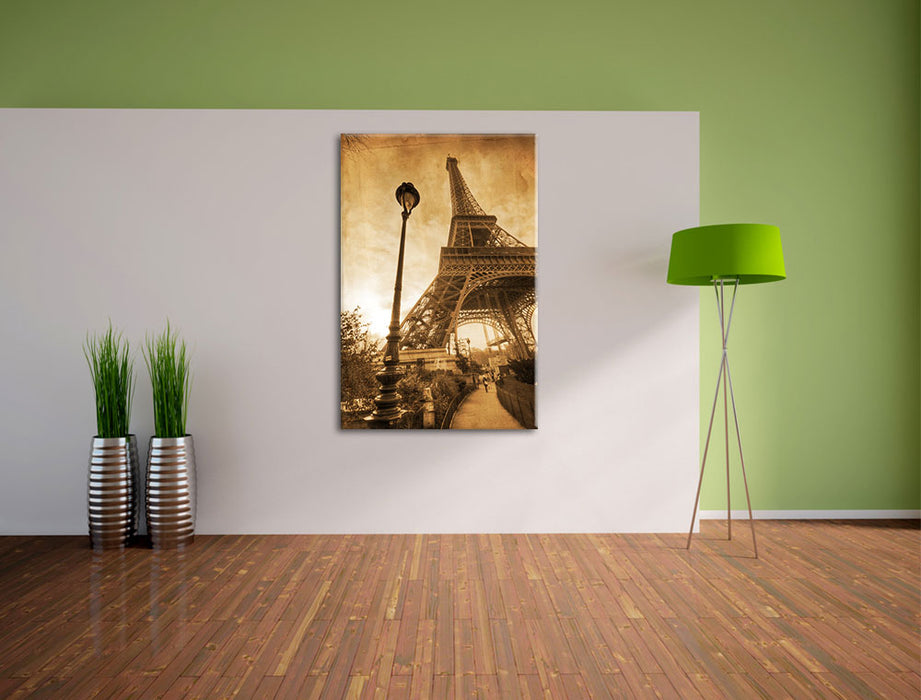 Pariser Eifelturm Retro Leinwandbild im Flur