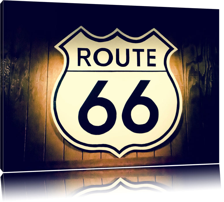 Pixxprint Modernes Route 66 Schild, Leinwandbild