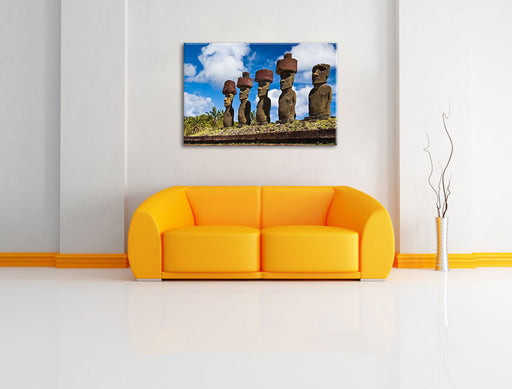 Moai Statuen Osterinseln Leinwandbild über Sofa