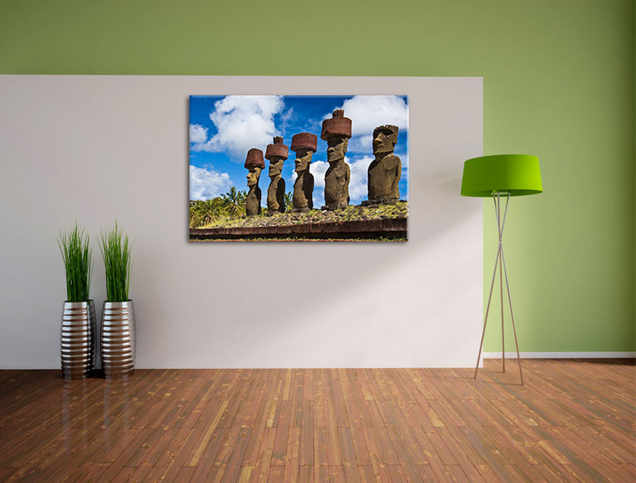 Moai Statuen Osterinseln Leinwandbild im Flur
