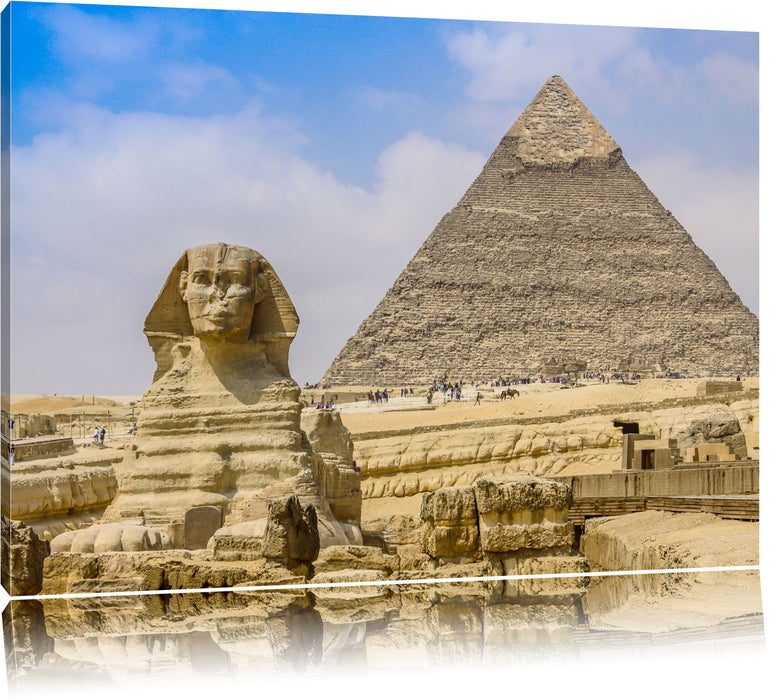 Pixxprint Sphinx von Gizeh mit Pyramide, Leinwandbild