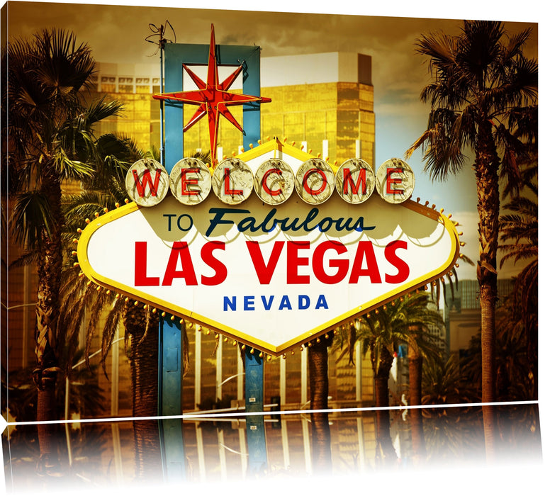 Pixxprint Las Vegas Ortseingangsschild, Leinwandbild