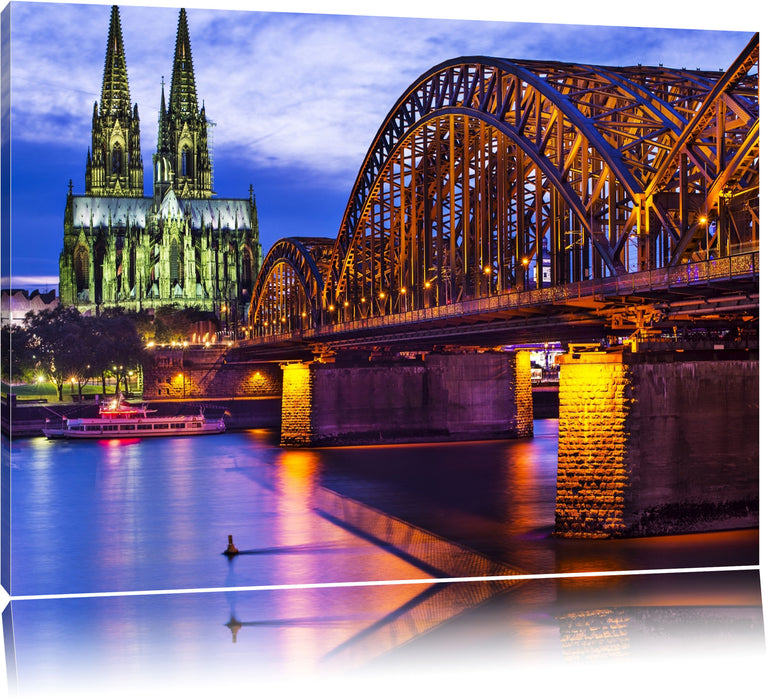 Pixxprint Hohenzollernbrücke bei Nacht, Leinwandbild