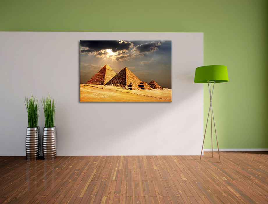Pyramiden von Gizeh im Sonnenlicht Leinwandbild im Flur
