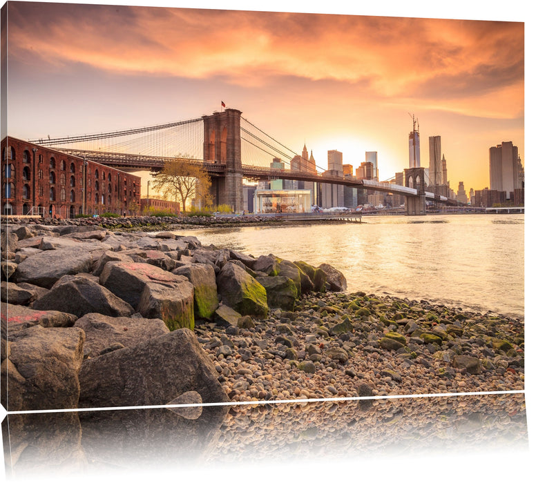 Pixxprint Brooklyn Bridge Sonnenuntergang, Leinwandbild