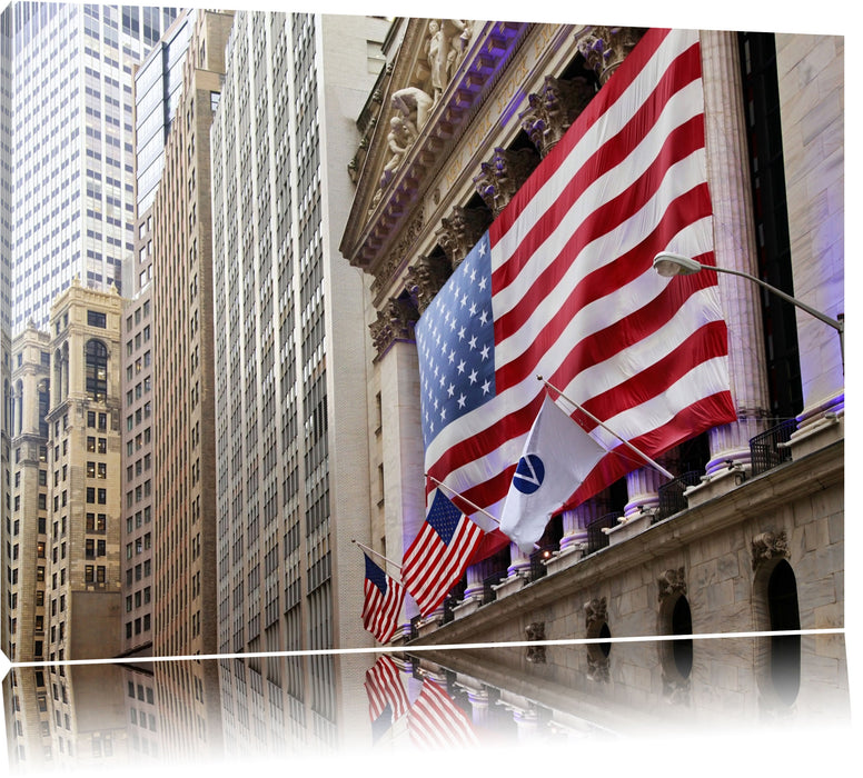 Pixxprint Amerikanische Flagge in New York, Leinwandbild