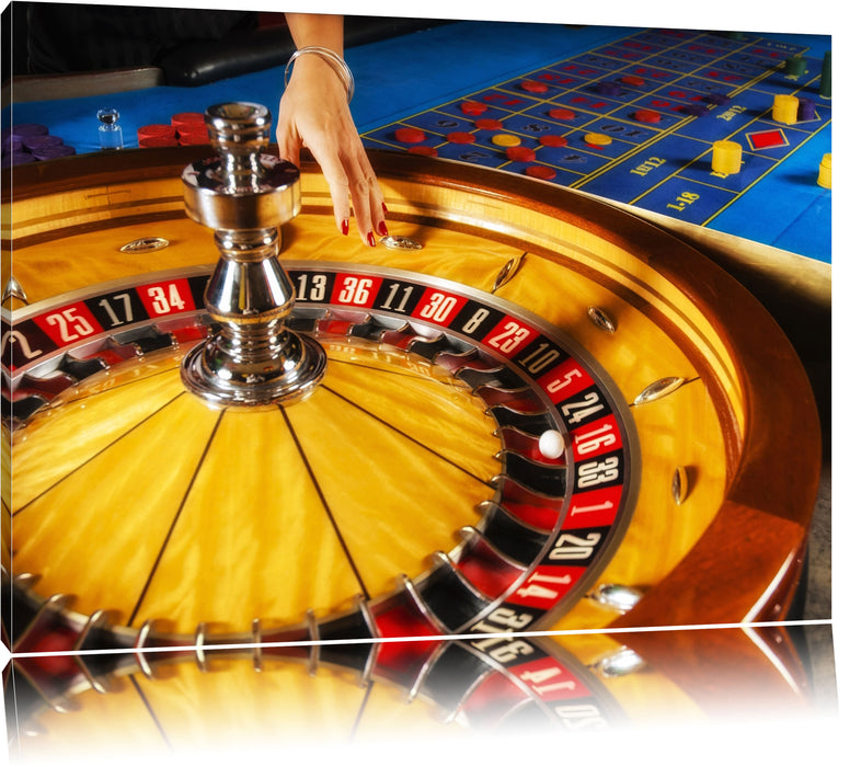 Pixxprint Roulette Tisch in Las Vegas, Leinwandbild