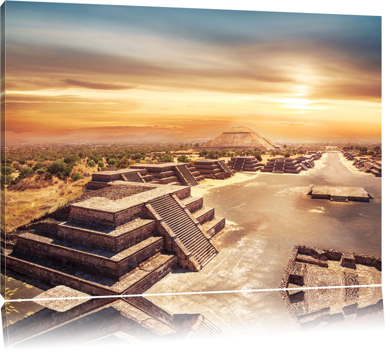 Pixxprint Maya Tempel Mexico, Leinwandbild