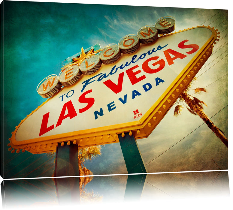 Pixxprint Las Vegas Retro Look, Leinwandbild