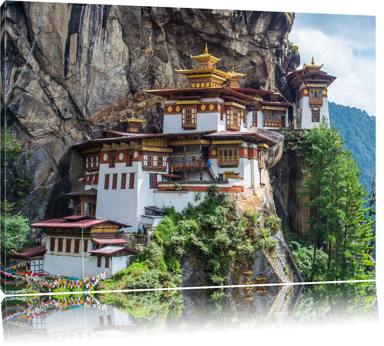 Pixxprint Chinesische Festung im Berg, Leinwandbild