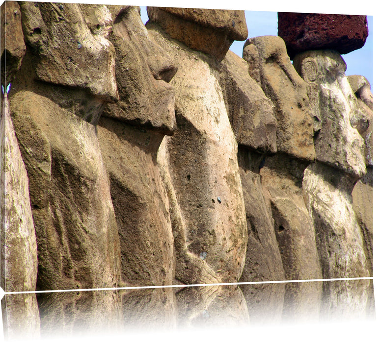 Pixxprint Osterinseln Statuen Detailansicht, Leinwandbild