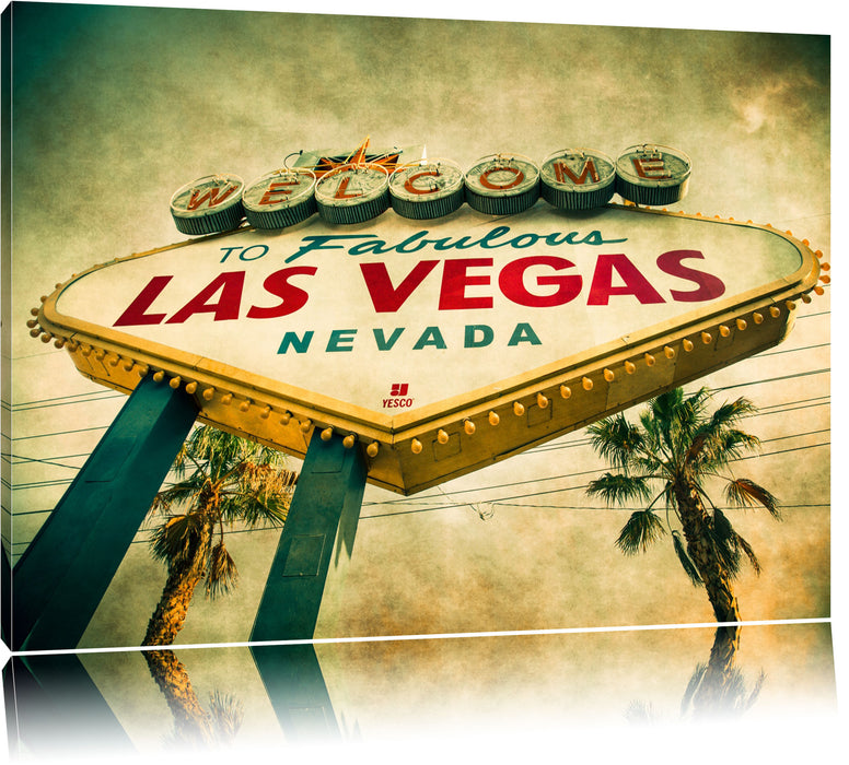 Pixxprint Las Vegas Ortsschild, Leinwandbild
