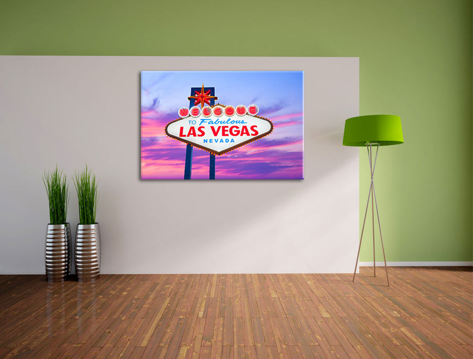 Las Vegas Ortsschild abends Leinwandbild im Flur