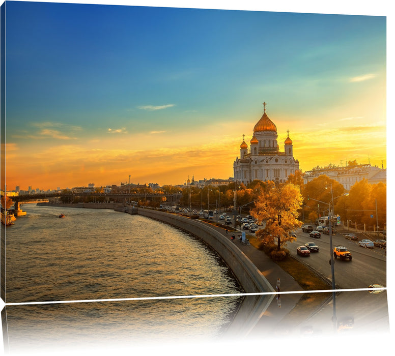 Pixxprint Sonnenuntergang in Moskau, Leinwandbild