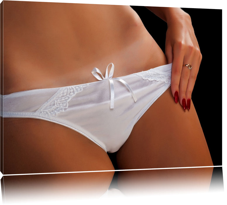 Pixxprint Sexy weiße Dessous, Leinwandbild