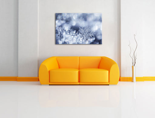 Wunderschöner Eiskristall Leinwandbild über Sofa