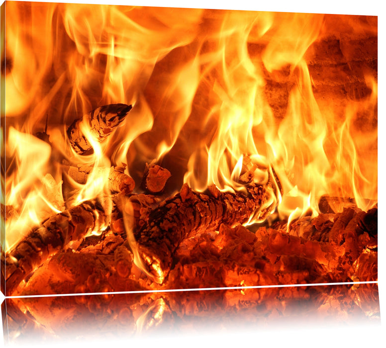 Pixxprint Gemütliches Holz im Feuer, Leinwandbild