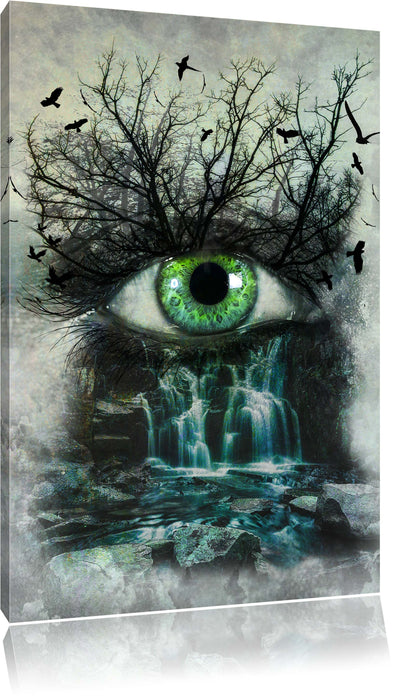 Pixxprint Auge verbunden mit Natur, Leinwandbild